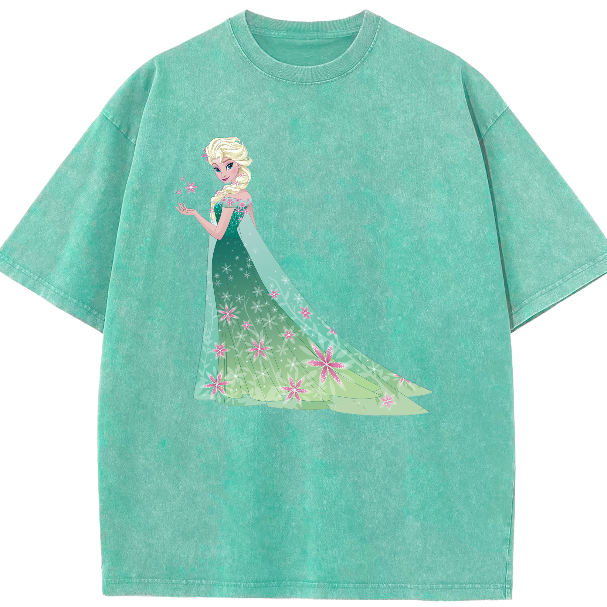 （画像用） アナと雪の女王 アンナ エルサ Frozen Anna Elsa 綿100% ヴィンテージ風 半袖Tシャツ（フロントプリント）